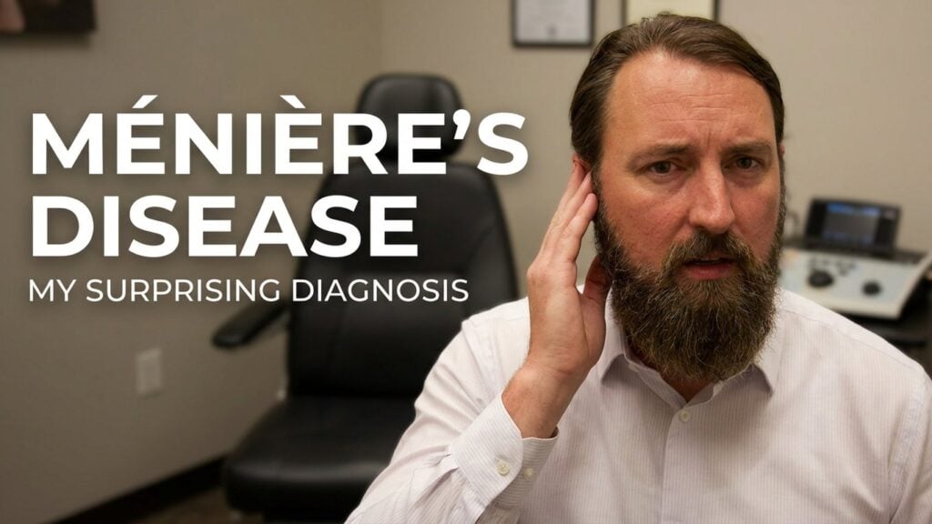 'Ménière’s Disease: My Surprising Diagnosis' Jordan Coates with a hand by his ear.